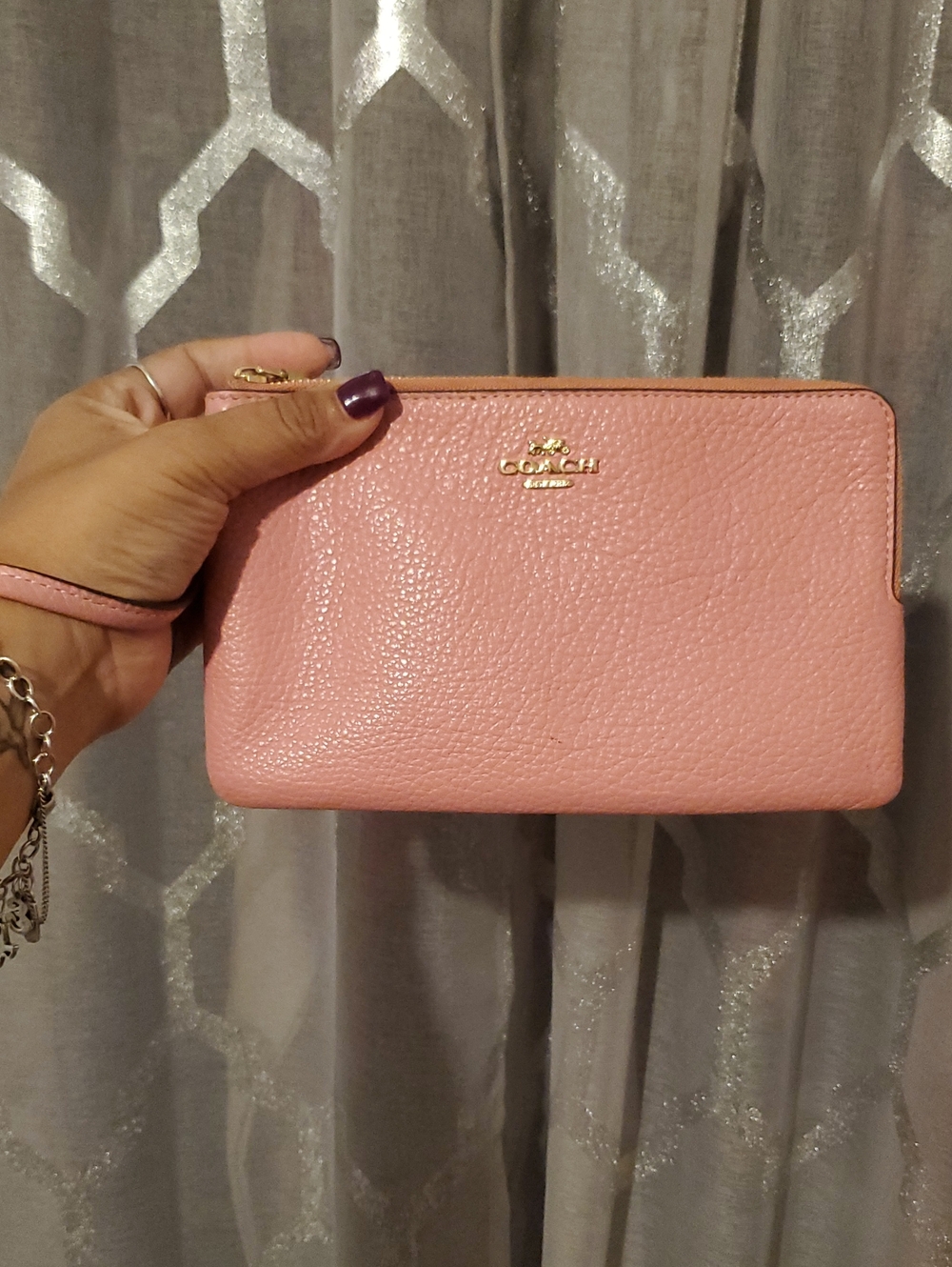 Coach Pink Pebbled Leather Wristlet